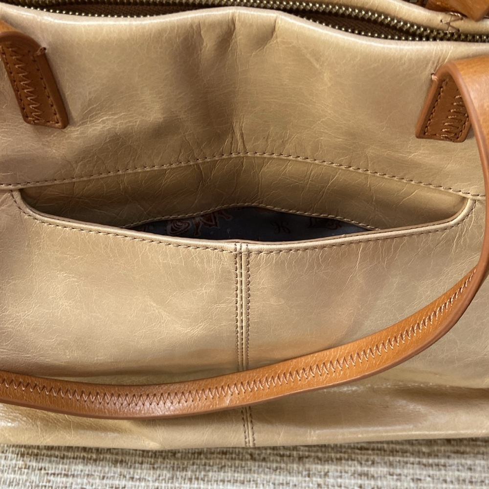 HOBO Beige Leather Tote with Brown Straps - Picture 6 of 12